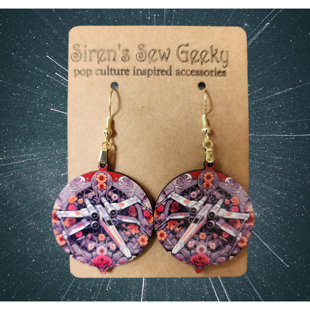 Star Wars X-Wing Fighter Floral Earrings